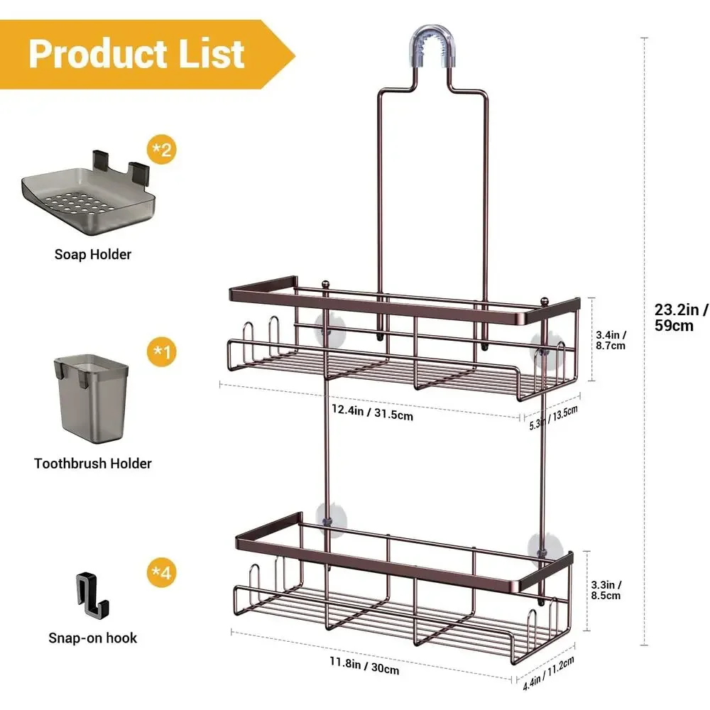 AKTECKE Shower Caddy Hanging Bathroom Organizer Shelf for Inside Shower Bronze
